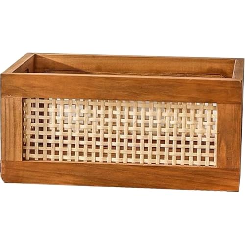 KQQK寝室用のバスケットパンケース引き出しオーガナイザージュート収納バスケットオーガナイザービンリネン収納食器装飾バスケット衣類収納バスケット編みかご雑貨かご竹 (35.00X25.00X16.00CM)