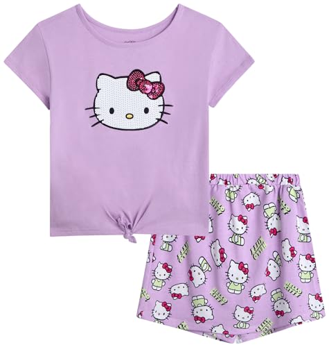 Image of Hello Kitty Girls Skort Set - 2 Piece Graphic Crewneck Top and Short Skort Cute Outfit Set (Sizes: 2T-12)