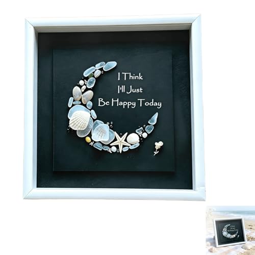 I Think Ili Just Be Happy Today. Sea Glass Moon Art Handmade Sea Glass Artwork Crescent Moon Glass Art SeaGlass Wall Decor MoonArt for Happiness Gifting Mom a Moment of Peace (1PC)