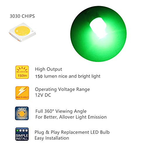 Image of WLJH Green Twist-Socket LED Dash Kit for 1987-1991 Jeep Wrangler | 3030 SMD, 100lm, No Soldering, Speedometer Tachometer and Temperature Gauge Lighting, 8-Pack