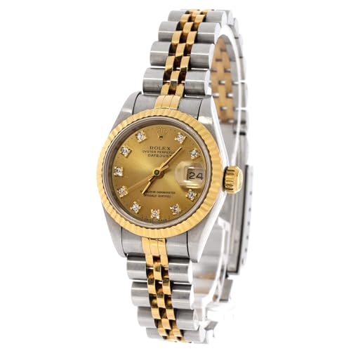 Pre-Loved Oyster Perpetual Datejust Automatic Watch Stainless Steel and Yellow Gold with Diamond Markers 26, Silver3