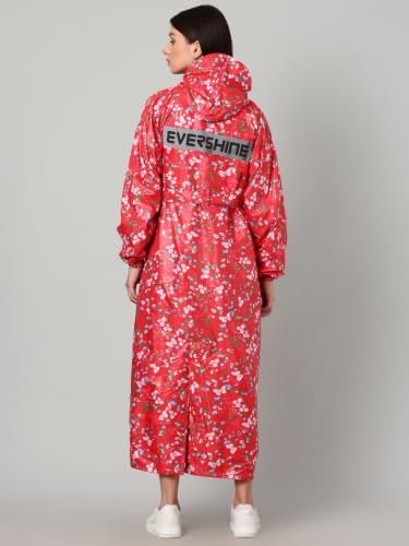 Image of Super Women's Reversible Long Waterproof Raincoat With Hood, Belt And Carrying Pouch For Ladies (NL 222)
