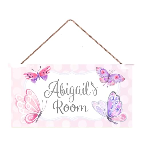 Personalized Name's Pretty Purple and Pink Butterfly Accessories Stuff Bedroom Door Sign Wall Art Décor