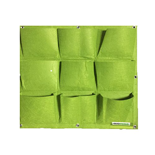 Glovion Garden Green Planter Wall-Mounted Planting Pouch Grow Bag For Indoor & Outdoor Use (9 Pockets) #TOP26