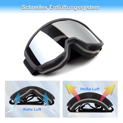 EXP VISION Ski/Snowboard Goggles for Men Women, OTG Snow Goggles Anti Fog UV Protection - Image 4