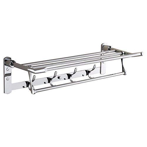 Porte-serviettes pliable polyvalent et étagère de salle de bain en inox