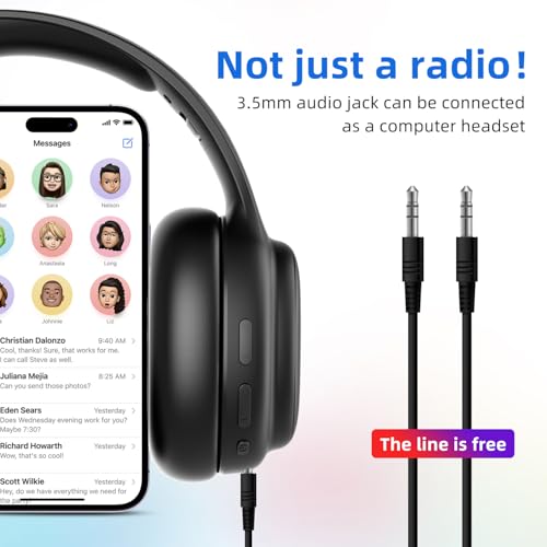 YUFFUN Rechargeable and Portable Personal FM Radio Headphones with Best Reception, Wireless Headset Radio Ear Muffs for Jogging, Mowing, Cycling, Meeting FM Receiver - Upgrade Type-C