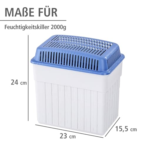 WENKO Feuchtigkeitskiller mit 2 kg Granulatblock, Raumentfeuchter, fasst bis zu 2, 8 l Feuchtigkeit, laborgeprüft, nachfüllbar, reduziert Schimmel & Gerüche, 23 x 24 x 15, 5 cm, Grau/ Blau-6