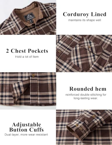 Image of Cotrasen Mens Flannel Shirts Cotton Plaid Button Down Shirt