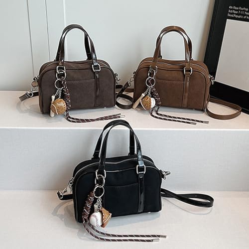 Sac à main vintage noir en daim synthétique à sangle réglable - 2