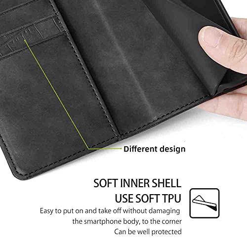 Étui portefeuille pour LG K42 housse de protection noire avec fentes cartes