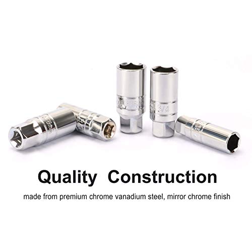 Casoman 3/8-Inch Drive Spark Plug Socket Set, 6-Point, 5/8-Inch, 3/4-Inch, 13/16-Inch, 14Mm, 18Mm, 5-Piece Set #TOP5