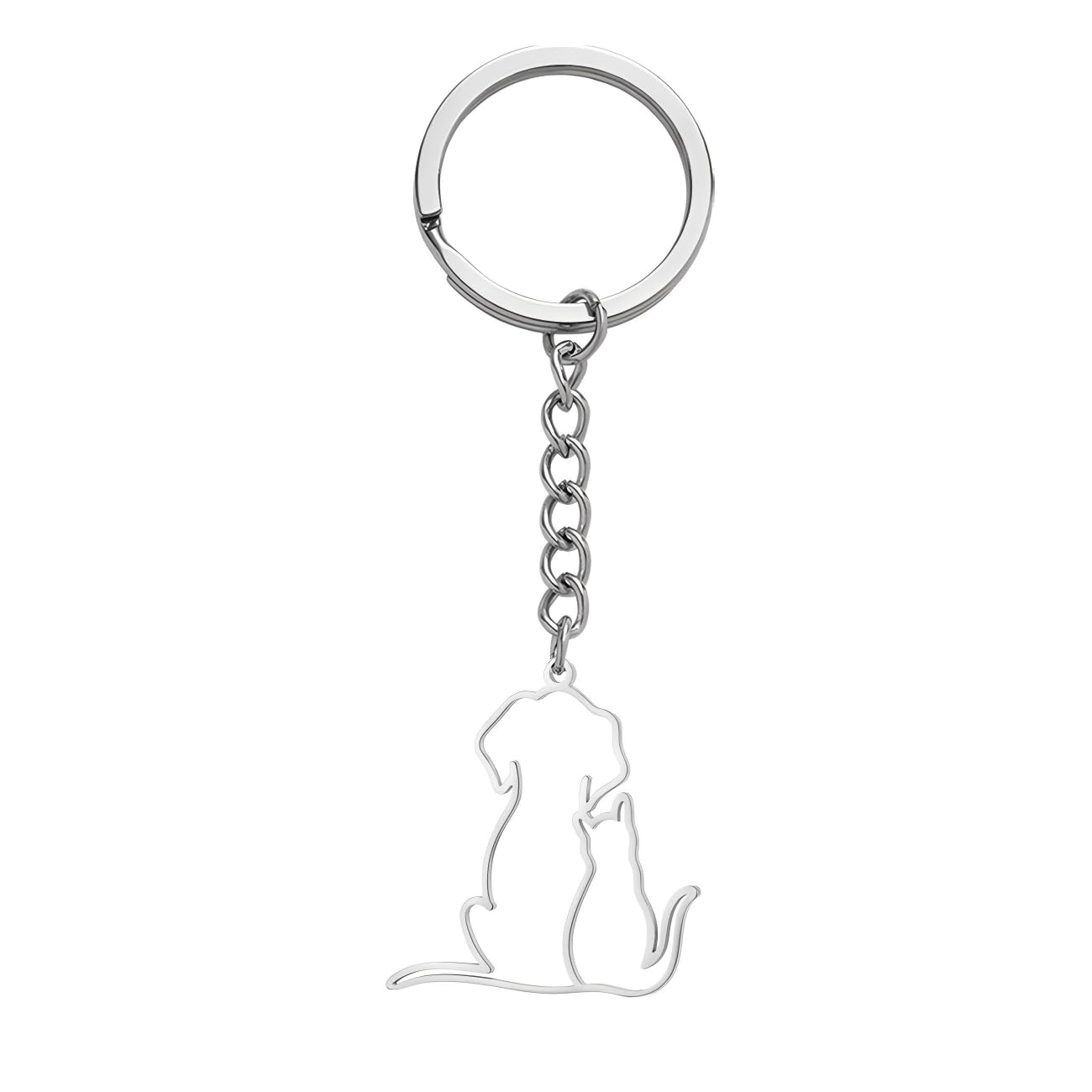 YAYAKO Acciaio Inossidabile Tiger Portachiavi Portafoglio Auto Anelli Animali Giungla Gioielli Regali Tigerali per Donna Ragazza Charms (Placcato Argento