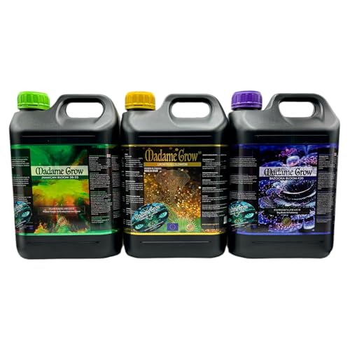 MADAME GROW Fertilizante 420 Plantas Verdes - Abono para Plantas Verdes - Abono líquido para Plantas - Fertilizante para el Crecimiento Universal - Fertilizante para la floración (Kit Power 420 3x5L)