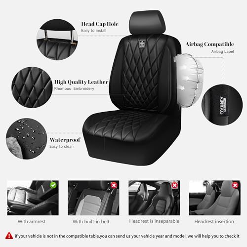Car Pass ZT122-BK1PUL5 5 Seats Piping Luxury Faux Leather Seat Covers Full Set thumb #4