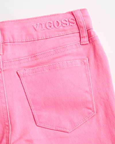 Vigoss Girls' Jeans - Super Stretch Denim Skinny Jeans For Girls - Kids Adjustable Slim Fit Jeans (4-16), Size 12, Neon Pink #TOP4