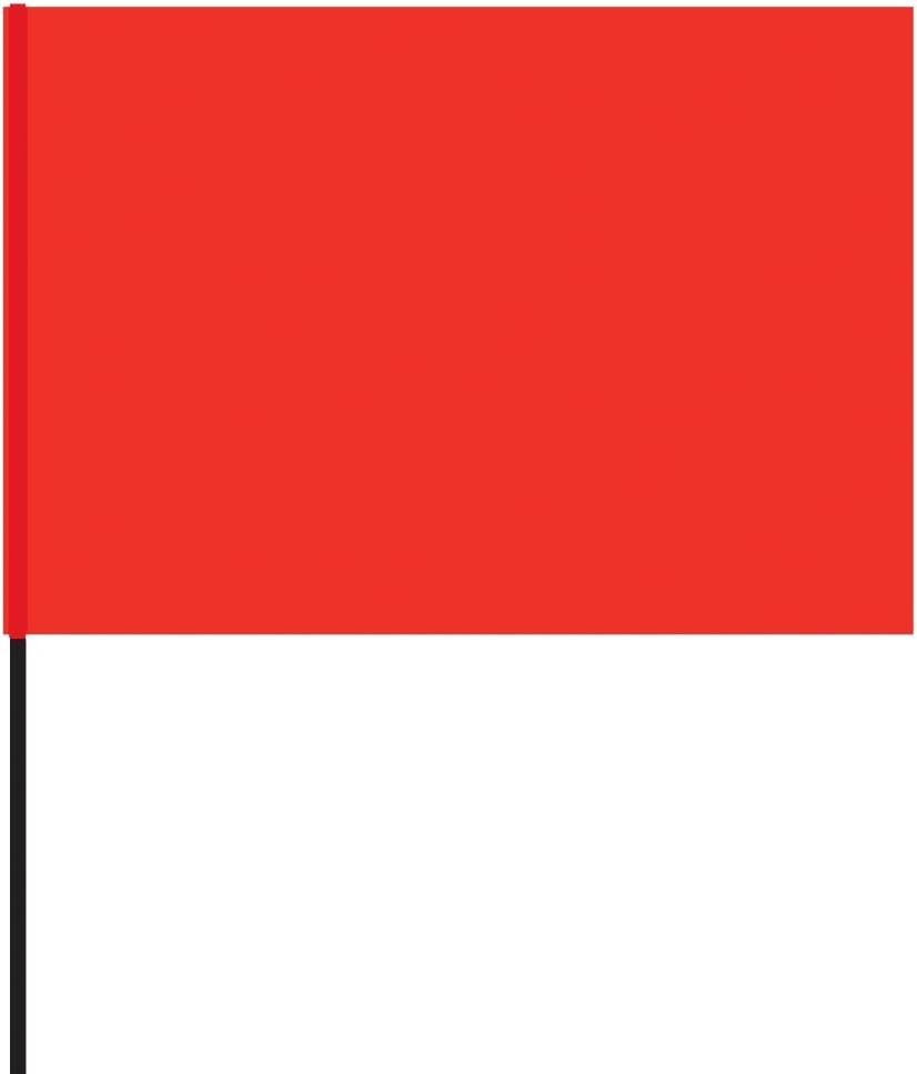 A.M. Leonard Vinyl Stake Flags with Wire Stakes, Bundle of 100 Oversize Marking Flags (Orange)