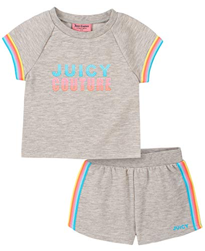 Juicy Couture Girls' 2 Pieces Shorts Set, Pearl Heather, 3T