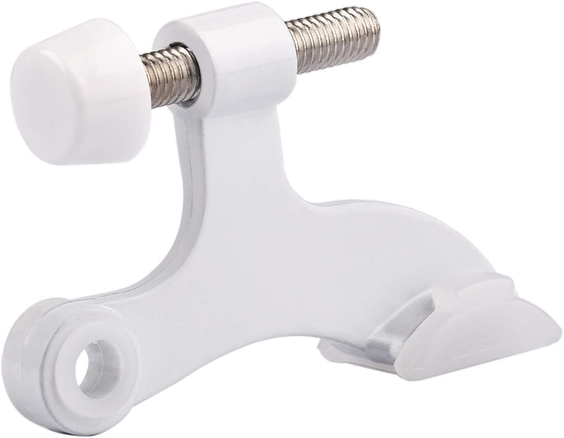 HOMOTEK Paquete de 48 topes de puerta blancos para bisagra, topes de puerta ajustables de lujo resistentes de 2-1/2 x 1-3/4 pulgadas, con puntas de parachoques de goma blanca