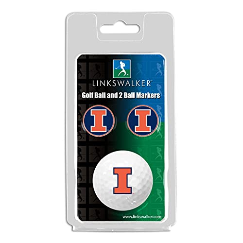 Linkswalker Illinois Fighting Illini - Golf Ball And 2 Ball Marker Gift Pack #TOP11