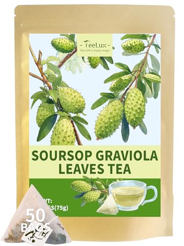 Image of TeeLux Soursop Graviola Leaf Tea Bags, Natural Soursop Leaves Tea, Mild & Smooth Taste, Caffeine Free, 50 Count