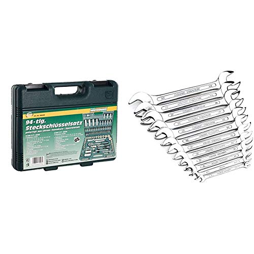 Mannesmann M98410 - Juego de llaves de vaso 94 piezas, 1/4' y 1/2' + M 110-12 - Juego de llaves, 12 piezas, 6-32 mm
