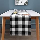Muse Dream Burlap Black White Plaid Table Runner 72 Inches Long Farmhouse Daily Use or Special Occas
