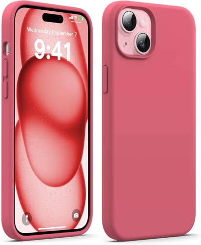 Image of DIZORO Compatible for iPhone 15 Plus Case 6.7, Slim Liquid Silicone 3 Layers Full Covered Soft Gel Rubber Phone Case Protective Cover 6.7 Inch - Hibiscus.
