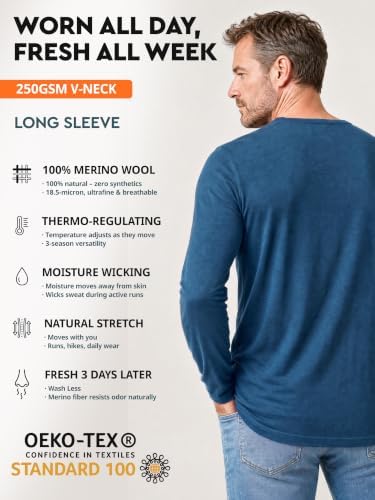 MERINNOVATION 100% Merino Wool Base Layer Top for Men - Long Sleeve Thermal Shirt — view 2