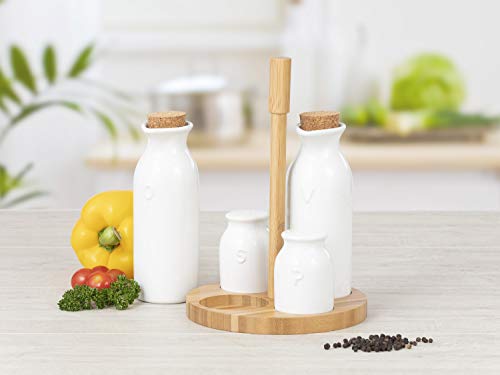 Esmeyer Lindos 5-delige Menage, keramiek, wit, 18,5 cm hoog