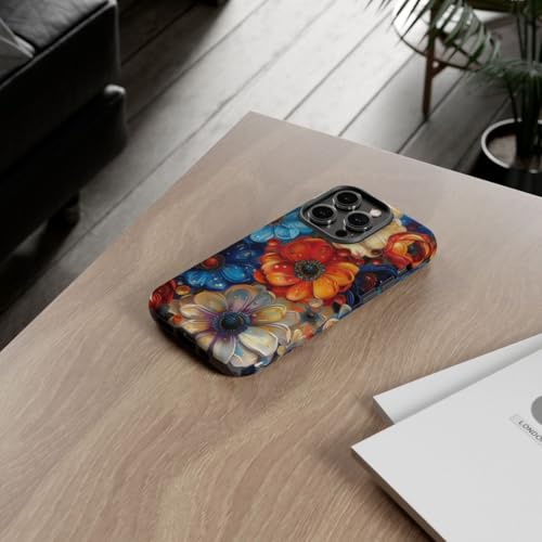 Coque iPhone 14 Pro motif floral abstrait bleu éclatant - 4