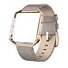 Fitbit Blaze Bands Leather with Frame Small Large (5"-8.2"), Swees Genuine Leather Replacement Band with Silver/Rose Gold/Black Metal Frame for Fitbit Blaze Women Men, Black, Brown, White, Pink, Gold