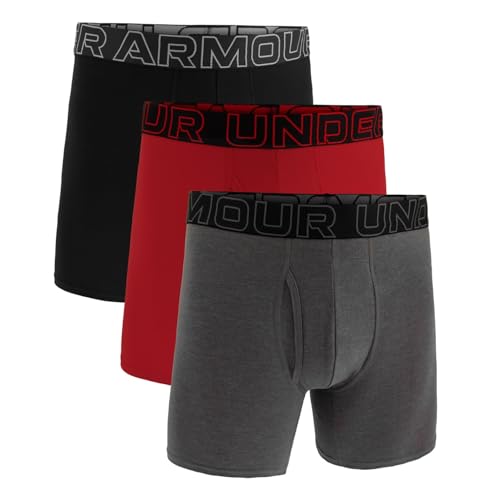Under Armour Pack de 3 Bóxers de Algodón Performance para Hombre, Largo de Pierna de 15 cm – Transpirable, Absorbe la Humedad, Tacto Suave, Comodidad Todo el Día