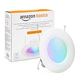 Amazon Basics Smart Recessed 5/6 Inch Downlight, Color Changing, Works with Alexa only, 2.4GHz WiFi, 1 Pack