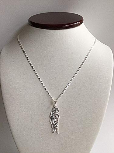 925 STERLING SILVER SAINT JUDE NECKLACE 20” LONG/925 PLATA CADENA DE SAN JUDAS 20" LARGO -35X12mm-SN63