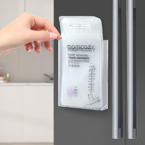 Image of XGKHOM Magnetic Breastmilk Bag Holder for Fridge, Empty Breastmilk Storage Bag Organizer with Powerful Magnet or Screw Mount, Fits Lansinoh, Medela, Momcozy and All Breastmilk Storage Bags for Freezer