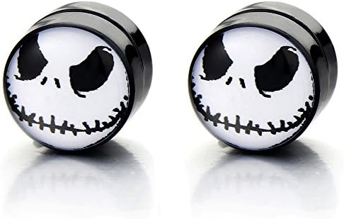 10MM Magnetic Black Circle Alien Stud Earrings for Men Women, Non-Piercing Clip On Fake Ear Plugs Gauges image 5