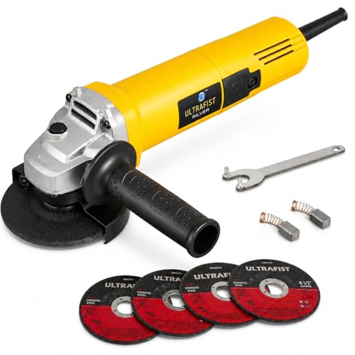 Image of Ultra Fist Silver Angle Grinder 850W, 4 Inch /100mm Electric Grinder Machine, 11000 RPM, 220V, Metal Cutting & Grinding Machine 2 Cutting Wheels 2 Grinding Wheels