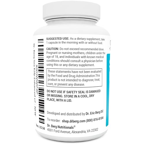 Dr. Berg Sea Kelp Enhanced Iodine - 200 mcg of Premium Iodine - Seaweed Blend Includes Klamath Blue-Green Algae & Sea Kelp - 90 Capsules