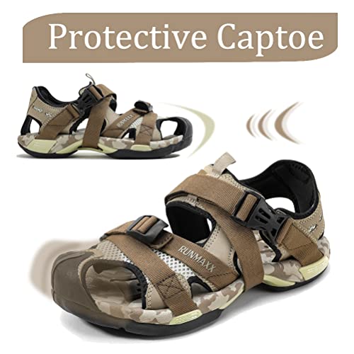 Runmaxx Men's Outdoor Hiking Sandals Fisherman Sandals Lightweight Athletic Trail Sport Sandals Beige/2, 11 #TOP1