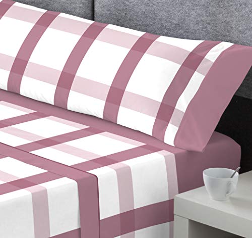 Mercato House - Juego de Sábanas Invierno Franela Doris/Sábana Invierno 185gr/Encimera + Bajera + Funda de Almohada /100% Algodón (Burdeos, Cama - 150)