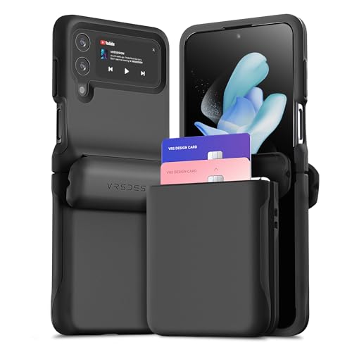 VRS DESIGN Terra Guard Modern GO Phone Case for Galaxy Z Flip 4 5G (2022), Premium Modern Neat Style Spring-Loaded Hinge Cover Wallet Case (Matte Black)