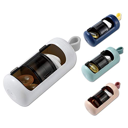 New Daily Pill Organizer, Small Portable Pill Box with Hook Up ,3 Compartment Sliding Travel Pill Case for Purse Vitamin Keychain Pill Holder