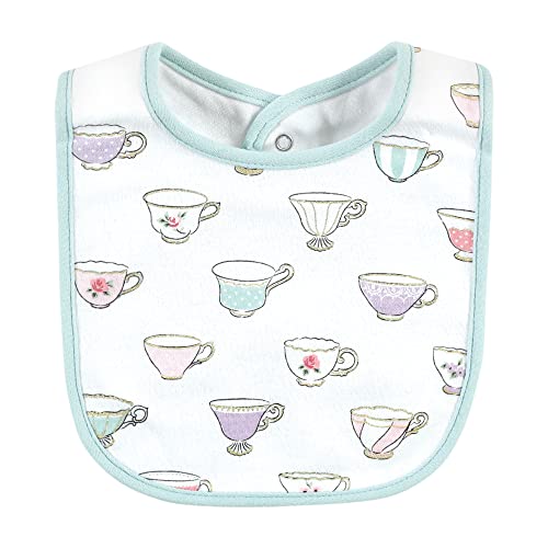 Image of Hudson Baby Unisex Baby Cotton Bibs, Tea Party, One Size