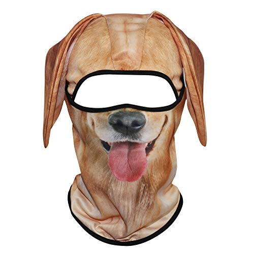 WTACTFUL 3D Animal Ears Balaclava Windproof Face Mask Cover Protection for Music Festivals Raves Halloween Party Riding Skiing Snowboarding Snowmobile Golden Retriever MSS-01