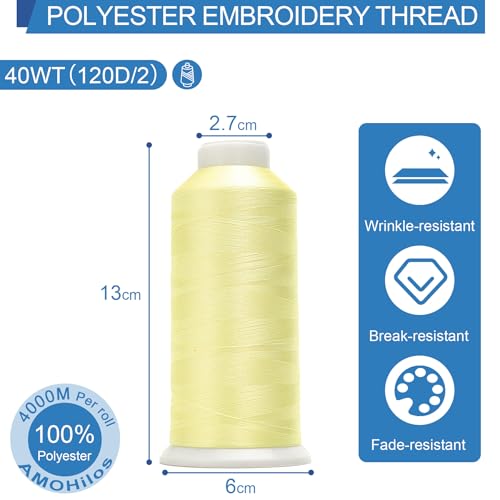 Image of High Tenacity Polyester Embroidery Machine Thread 40WT(120D /2) 4000M Per Spool for Commercial and Domestic Embroidery Machine (Buff-1866)