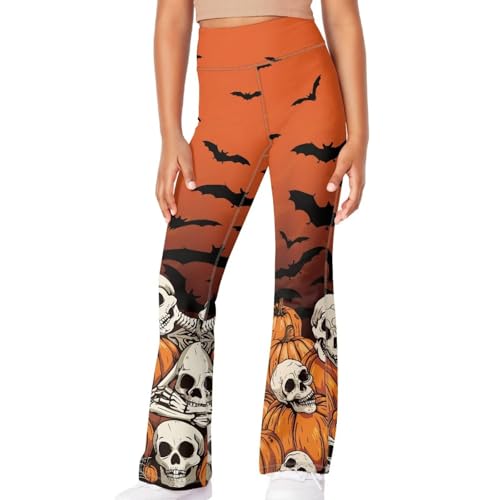 Image of Girls Leggings Floral Print High-Waisted Flared Pants 5-14 Years