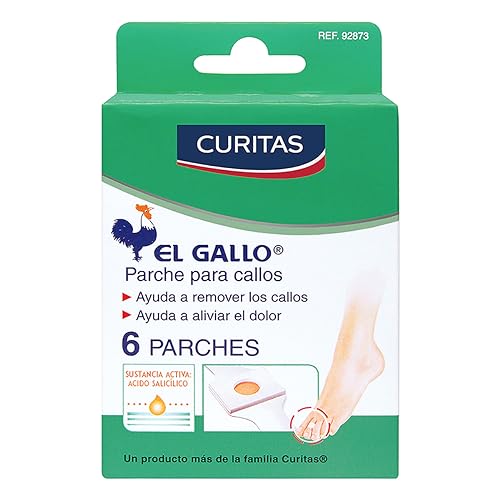 La mejor comparación de Pies los 5 más buscados. 45 Curitas El Gallo parche para callos, alivia el dolor provocado por los callos y su ingrediente activo el ácido salicílico que ayuda a remover los callos, 6 piezas