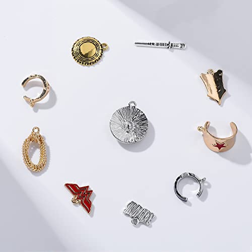 10Pcs Wonde Woman Charm For Jewelry Making, Superhero Movie Incredible Woman Shield Sword Pendant Jewelry Making Charm For Bracelet Necklace Earrings Design Crafting #TOP2