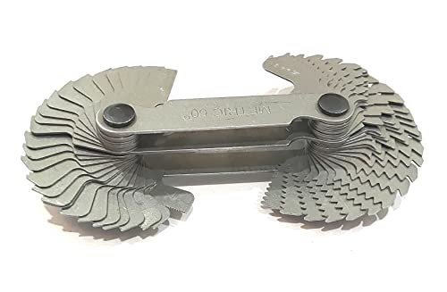 Assorts Metric, Imperial and US Screw Gauge Set, SAE Whitworth 55 Degree, Metric 60 Degree, & US 60 Degree Thread Pitch Gauge for Industrial Measurement